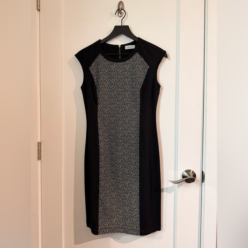 Calvin Klein Black and Gray Midi Dress